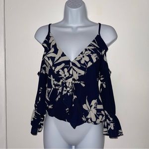 Navy Blue Floral Blouse